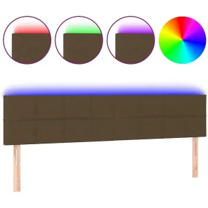 Hoofdbord LED 200x5x78/88 cm stof donkerbruin
