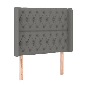 Hoofdbord met randen 93x16x118/128 cm stof donkergrijs Hoofdbord met randen 93x16x118/128 cm stof donkergrijs