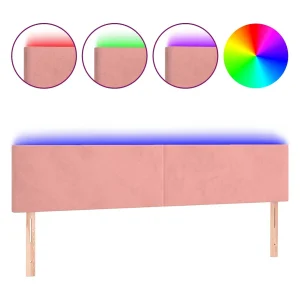 Hoofdbord LED 200x5x78/88 cm fluweel roze