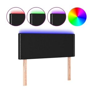 Hoofdbord LED 80x5x78/88 cm stof zwart