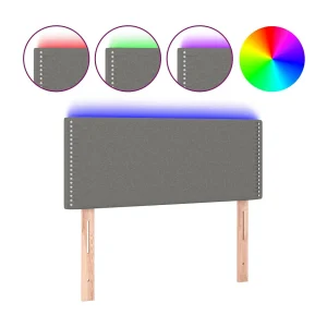 Hoofdbord LED 90x5x78/88 cm stof donkergrijs