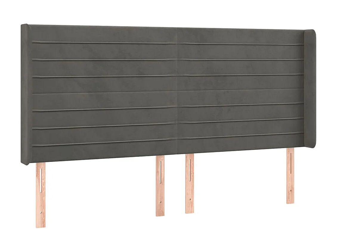 Hoofdbord met randen 163x16x118/128 cm fluweel donkergrijs