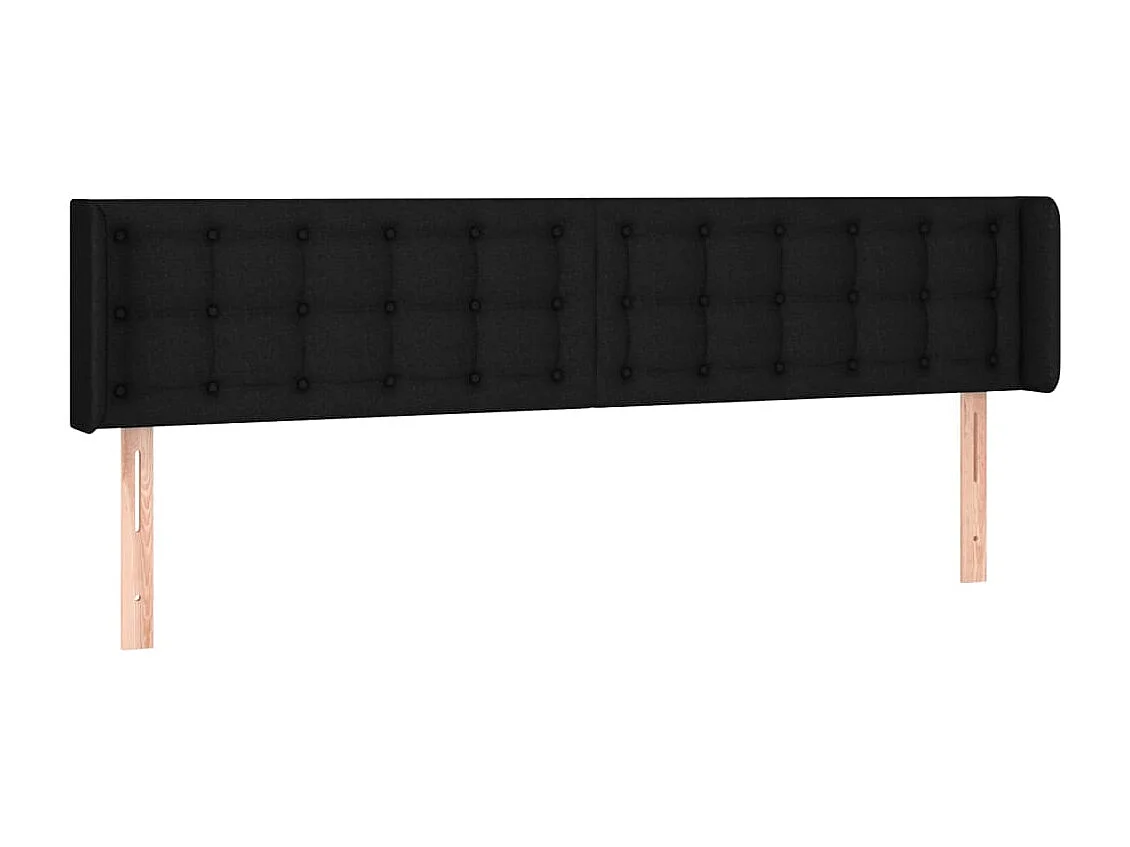 Hoofdbord met randen 203x16x78/88 cm stof zwart