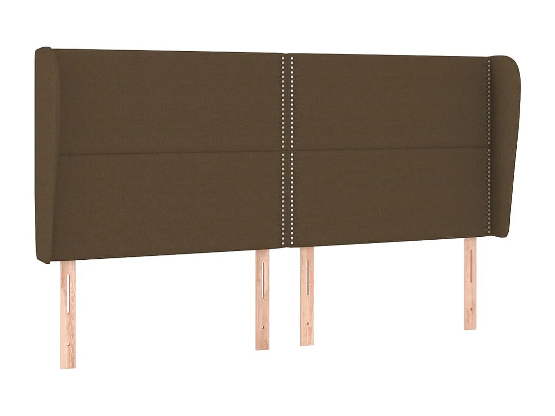 Hoofdbord met randen 203x23x118/128 cm stof donkerbruin