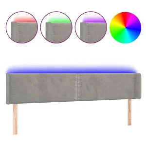 Hoofdbord LED 203x16x78/88 cm fluweel lichtgrijs