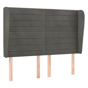 Hoofdbord met randen 147x23x118/128 cm fluweel donkergrijs Hoofdbord met randen 147x23x118/128 cm fluweel donkergrijs