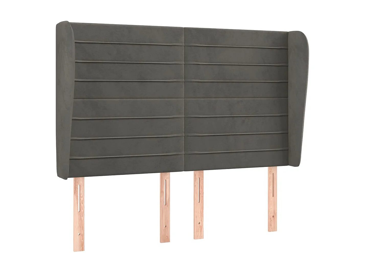 Hoofdbord met randen 147x23x118/128 cm fluweel donkergrijs
