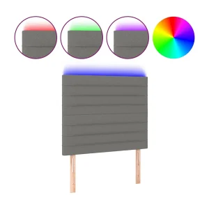 Hoofdbord LED 80x5x118/128 cm stof donkergrijs