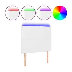 Hoofdbord LED 80x5x118/128 cm kunstleer wit