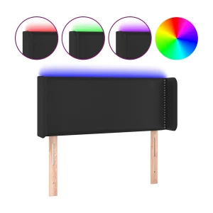 Hoofdbord LED 93x16x78/88 cm kunstleer zwart