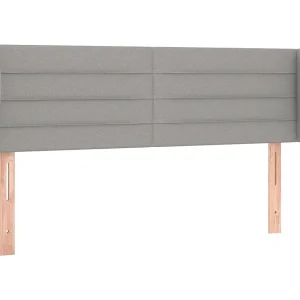 Hoofdbord met randen 147x23x78/88 cm stof lichtgrijs