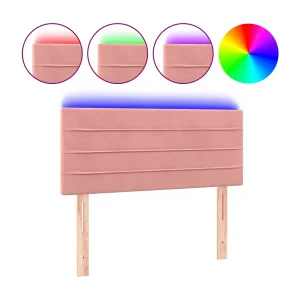 Hoofdbord LED 90x5x78/88 cm fluweel roze