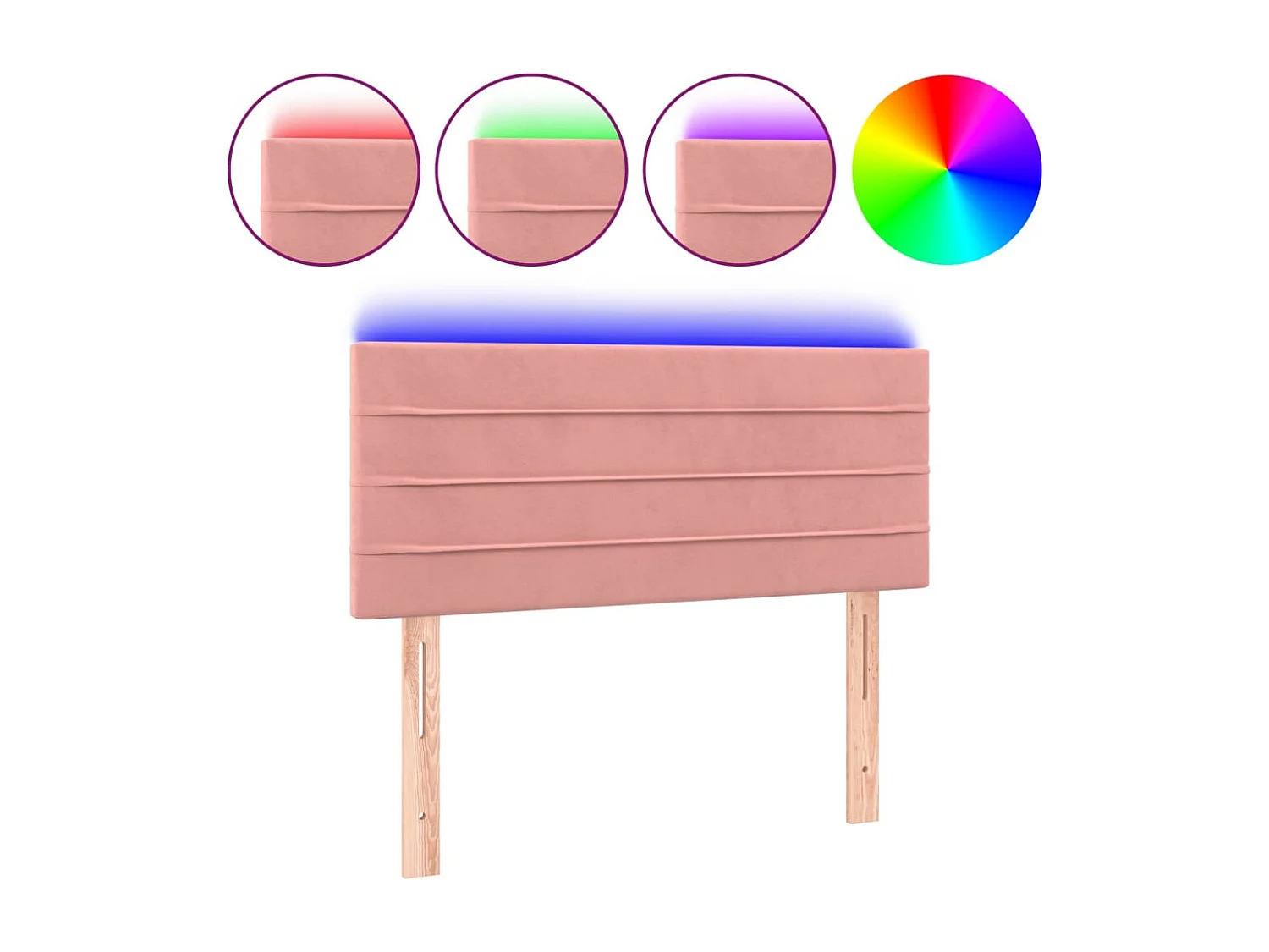 Hoofdbord LED 90x5x78/88 cm fluweel roze