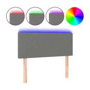 Hoofdbord LED 80x5x78/88 cm stof donkergrijs