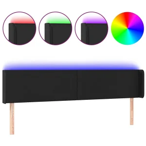 Hoofdbord LED 163x16x78/88 cm kunstleer zwart