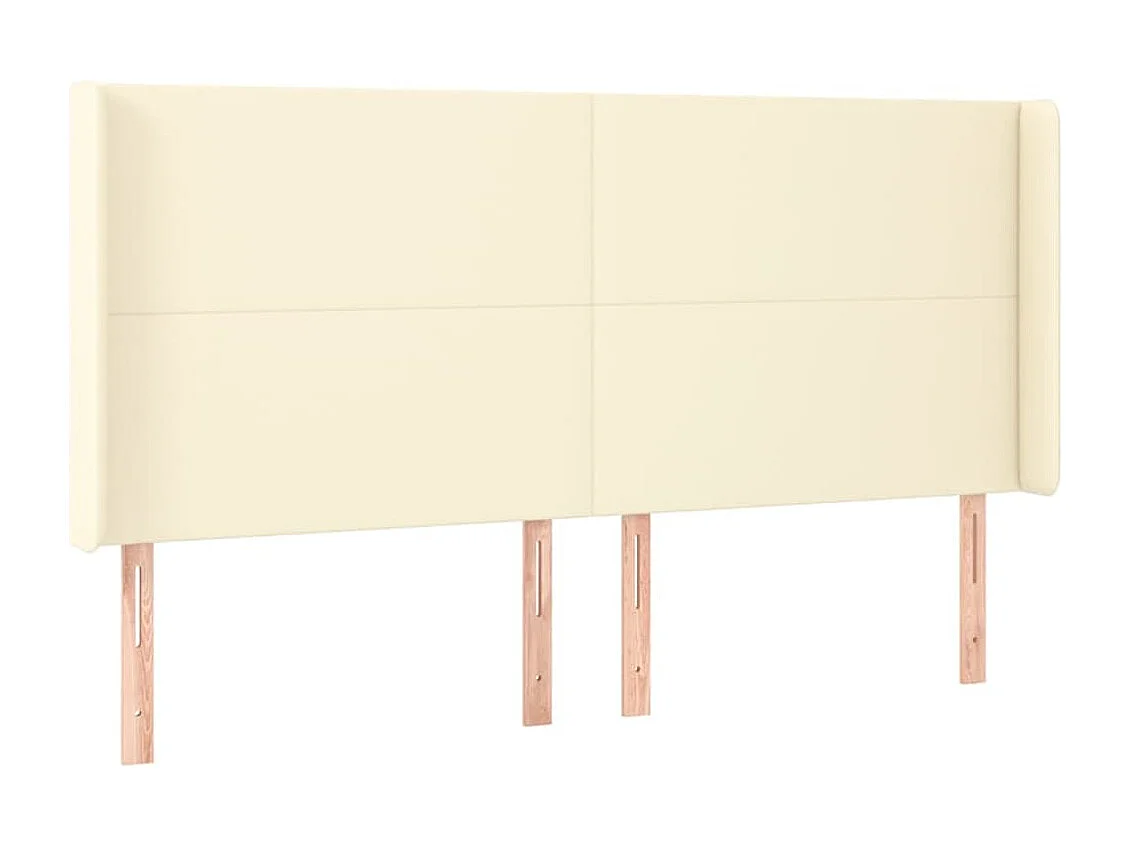 Hoofdbord met randen 183x16x118/128 cm kunstleer crèmekleurig