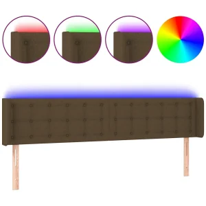 Hoofdbord LED 183x16x78/88 cm stof donkerbruin