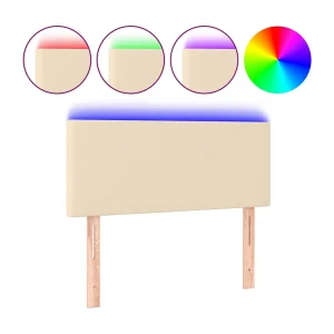 Hoofdbord LED 80x5x78/88 cm stof crèmekleurig