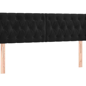 Hoofdbord met randen 163x16x78/88 cm fluweel zwart