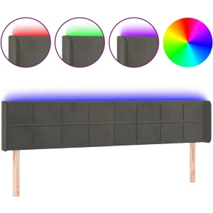 Hoofdbord LED 163x16x78/88 cm fluweel donkergrijs