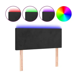Hoofdbord LED 90x5x78/88 cm fluweel zwart