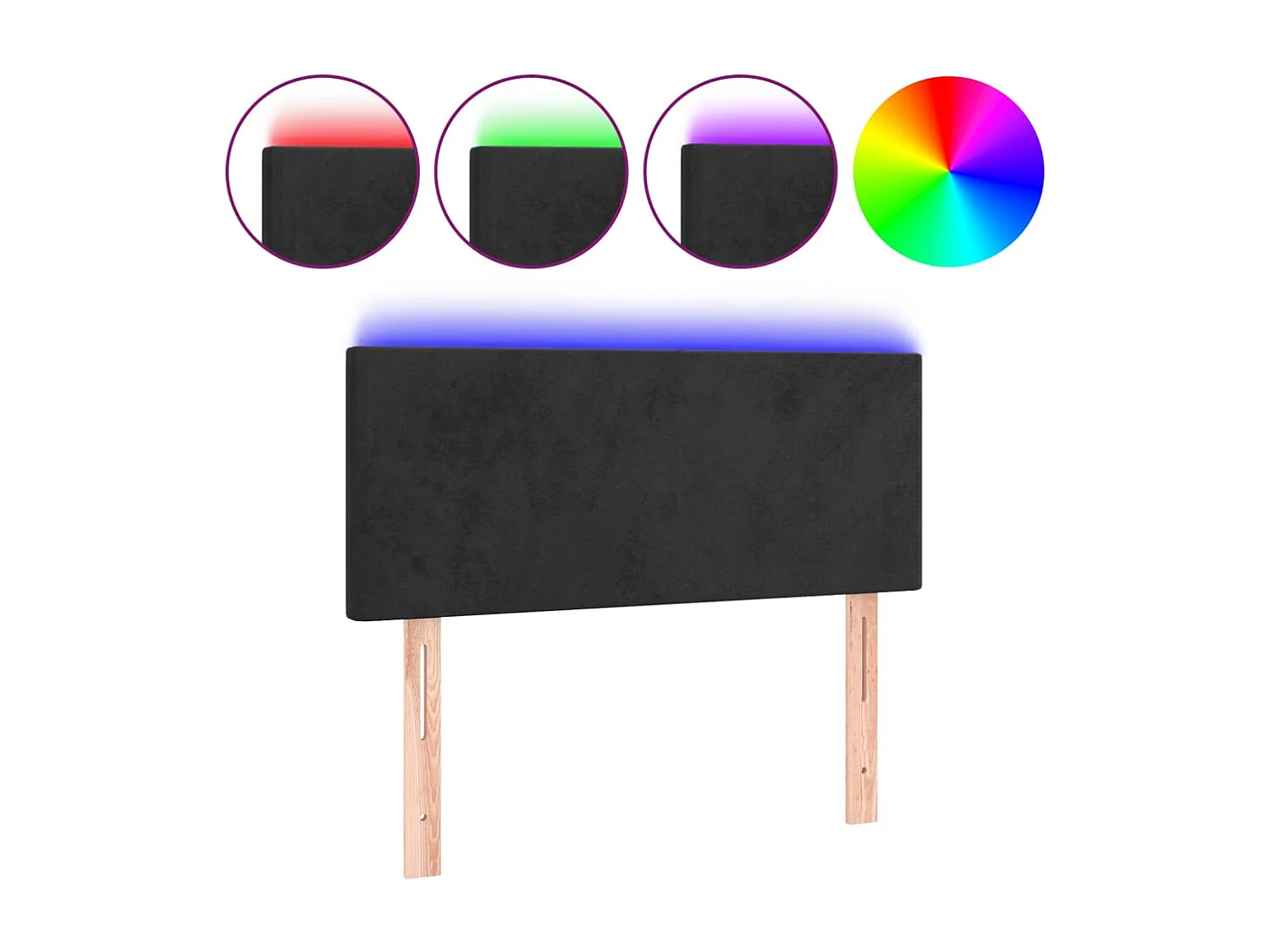 Hoofdbord LED 90x5x78/88 cm fluweel zwart