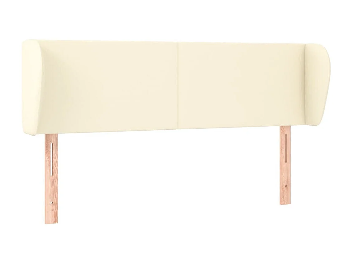 Hoofdbord met randen 147x23x78/88 cm kunstleer crèmekleurig