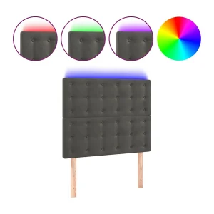Hoofdbord LED 80x5x118/128 cm fluweel donkergrijs