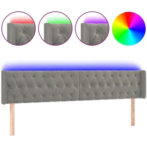 Hoofdbord LED 183x16x78/88 cm fluweel lichtgrijs