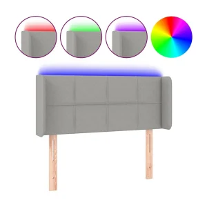 Hoofdbord LED 93x16x78/88 cm stof lichtgrijs