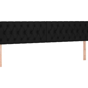 Hoofdbord met randen 203x23x78/88 cm stof zwart Hoofdbord met randen 203x23x78/88 cm stof zwart