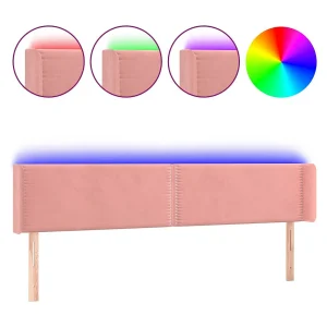 Hoofdbord LED 163x16x78/88 cm fluweel roze
