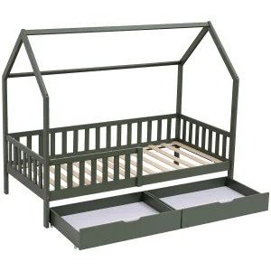 Kajuitbed 190x90cm groen met laden MARCEAU