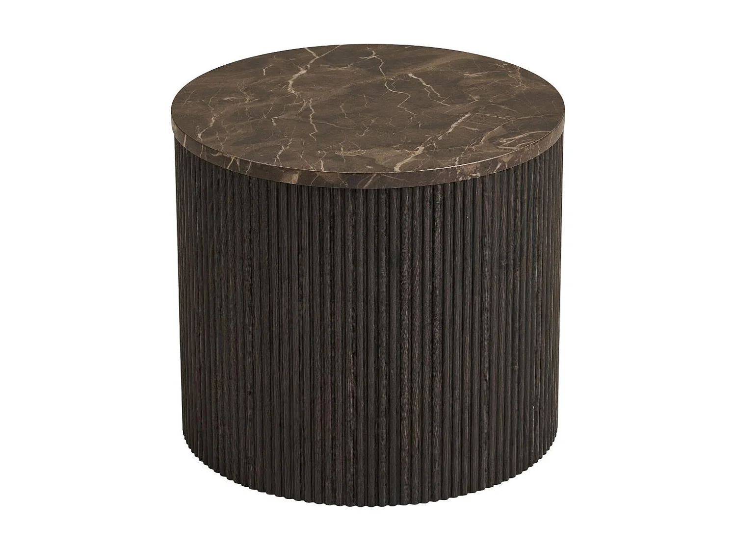 Ida salontafel hoektafel Ø45cm marmerdecor bruin.