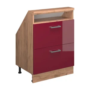 Kast voor schuine wand rood hoogglans/gouden eik 60x46x81.6 rion Kast voor schuine wand rood hoogglans/gouden eik 60x46x81.6 rion