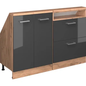 Kastenset voor schuine wand antraciet hoogglans/goud eiken 120x46x81.6 rion Kastenset voor schuine wand antraciet hoogglans/goud eiken 120x46x81.6 rion