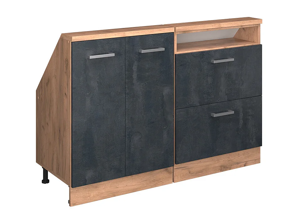 Kastenset voor schuine wand zwart beton/goud eiken 120x46x81.6 rion