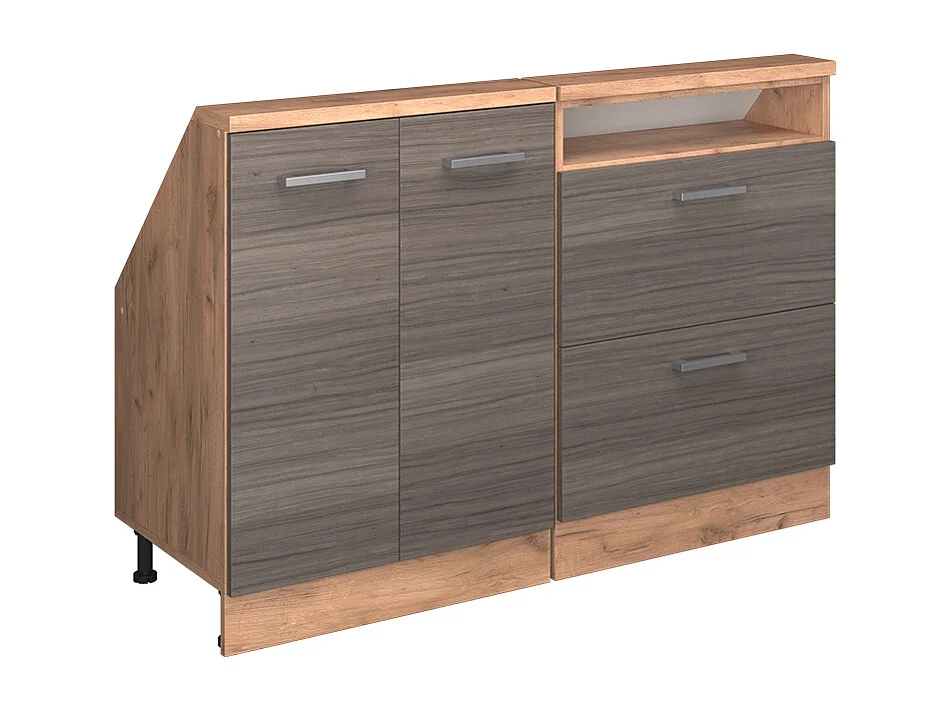 Kastenset voor schuine wand edel grijs/gouden eik 120x46x81.6 rion