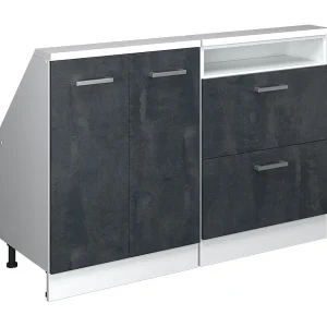Kastenset voor schuine wand zwart beton/wit 120x46x81.6 rion