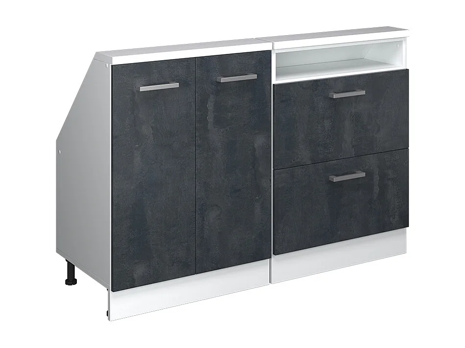Kastenset voor schuine wand zwart beton/wit 120x46x81.6 rion