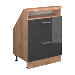 Kast voor schuine wand antraciet hoogglans/goud eiken 60x46x81.6 rion Kast voor schuine wand antraciet hoogglans/goud eiken 60x46x81.6 rion