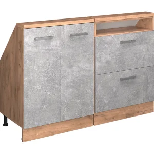 Kastenset voor schuine wand beton/gouden eik 120x46x81.6 rion Kastenset voor schuine wand beton/gouden eik 120x46x81.6 rion