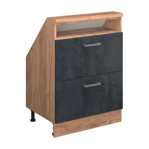 Kast voor schuine wand zwart beton/goud eiken 60x46x81.6 rion Kast voor schuine wand zwart beton/goud eiken 60x46x81.6 rion