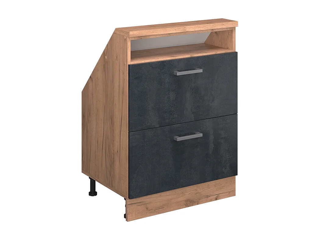 Kast voor schuine wand zwart beton/goud eiken 60x46x81.6 rion