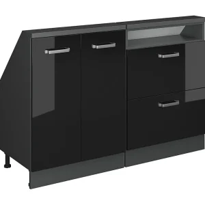 Kastenset voor schuine wand hoogglans zwart/antraciet 120x46x81.6 rion