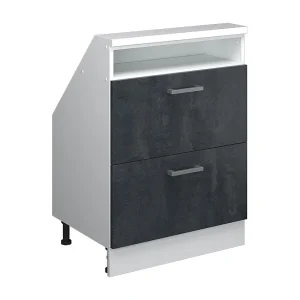 Kast voor schuine wand zwart beton/wit 60x46x81.6 rion Kast voor schuine wand zwart beton/wit 60x46x81.6 rion