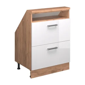 Kast voor schuine wand wit hoogglans/goud power eiken 60x46x81.6 rion Kast voor schuine wand wit hoogglans/goud power eiken 60x46x81.6 rion