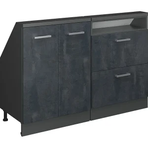 Kastenset voor schuine wand zwart beton/antraciet 120x46x81.6 rion