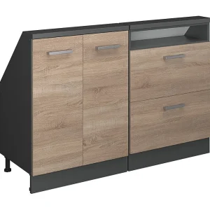 Kastenset voor schuine wand sonoma/antraciet 120x46x81.6 rion