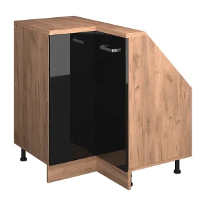 Hoekkeukenkast voor schuine wand zwart hoogglans 75.6×75.6×81.6 r-line Hoekkeukenkast voor schuine wand zwart hoogglans 75.6×75.6×81.6 r-line